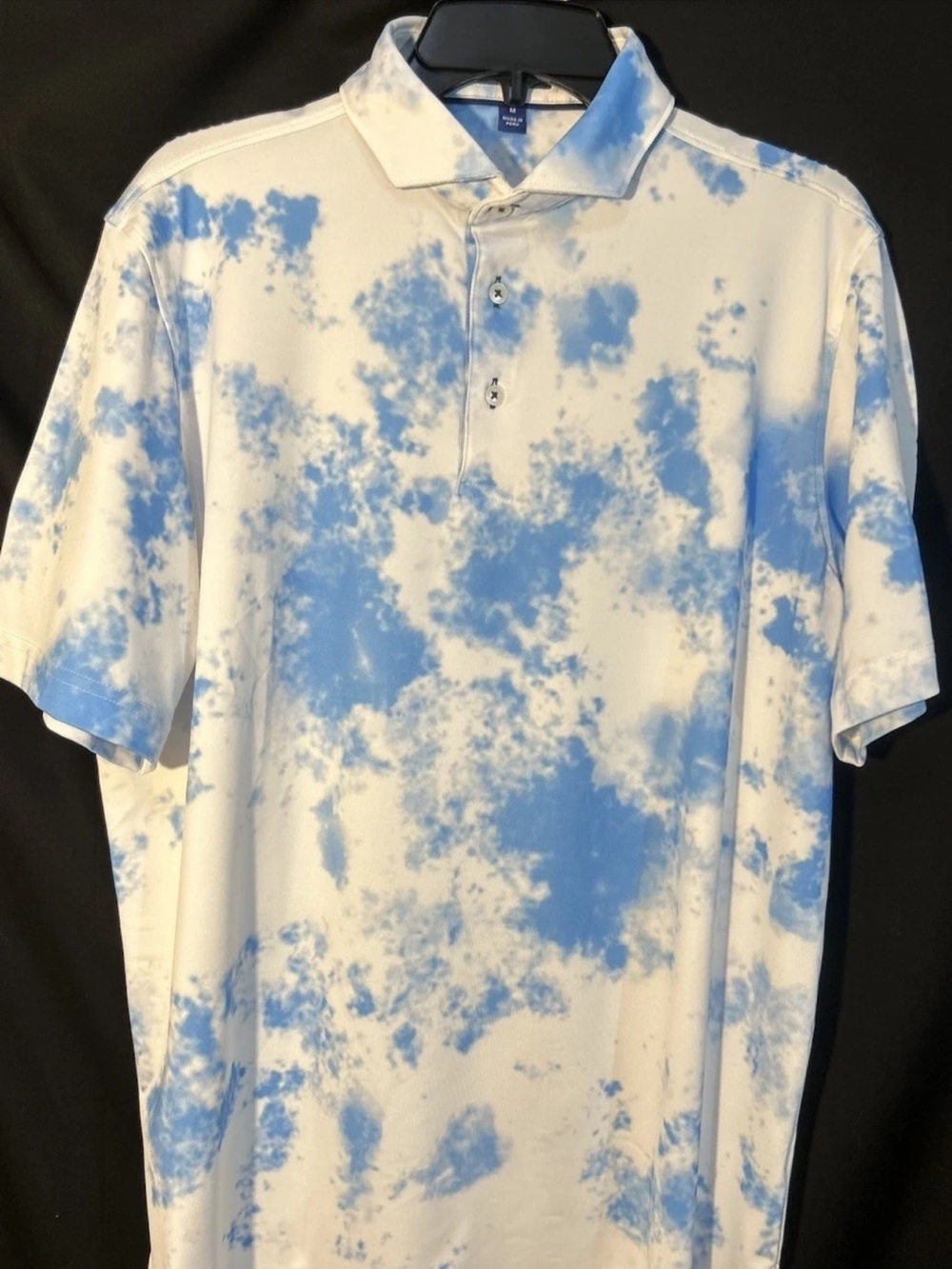 Stitch Men's Polo Shirt M - Blue Tie-Dye Pattern
